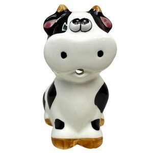 VTG 1950-1960 Ceramic Cow Creamer Black White Farmhouse Kitchen Decor 4.5 in